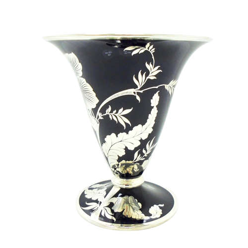 Rosenthal Deep Cobalt Silver Overlay Vase by Friedrich Deusch