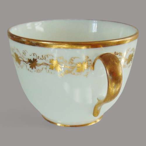 Continental Porcelain cup & saucer en grisaille topographical scenes
