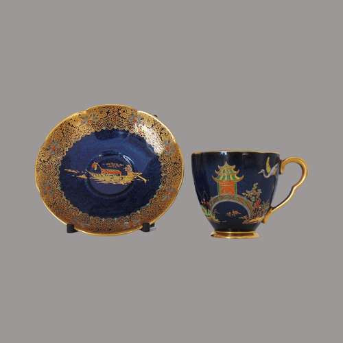 Carlton Ware Cobalt Enamel Pagoda Demitasse