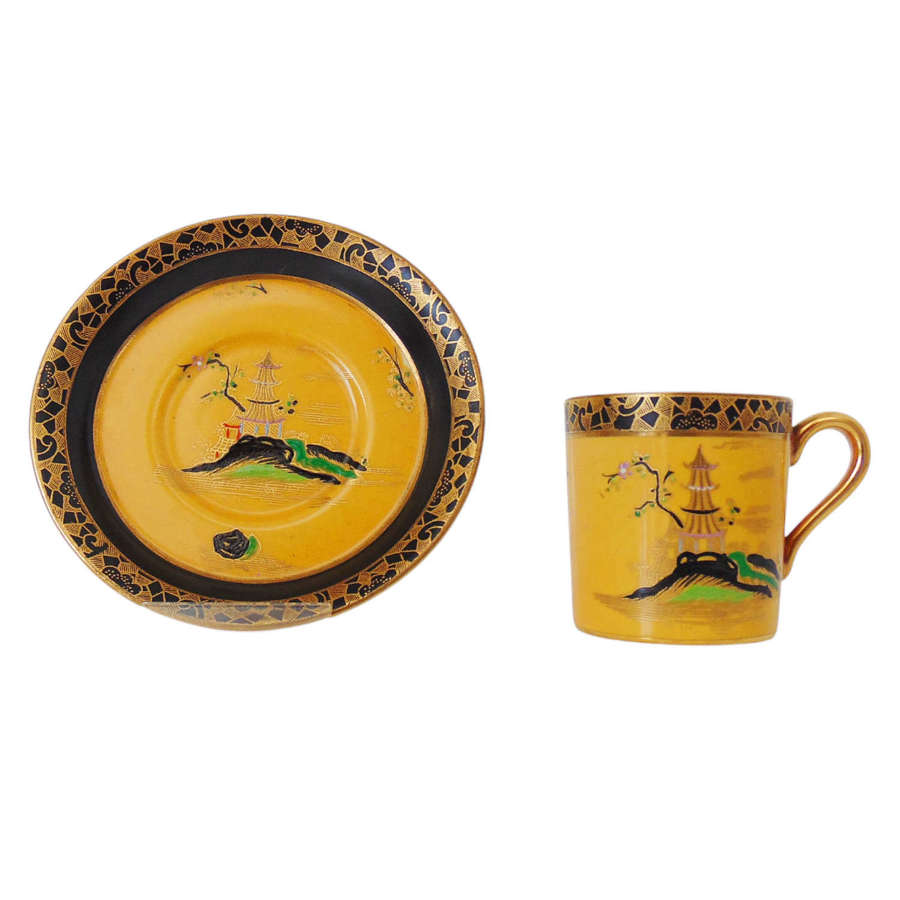 Carlton Ware Yellow Pagoda Coffee Can & Saucer