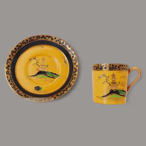 Carlton Ware Yellow Pagoda Coffee Can & Saucer