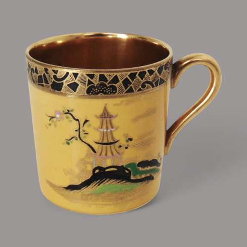 Carlton Ware Yellow Pagoda Coffee Can & Saucer