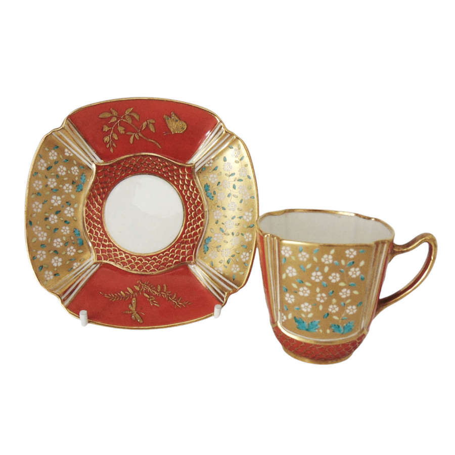 Copeland Quatrefoil Demitasse Cup & Saucer