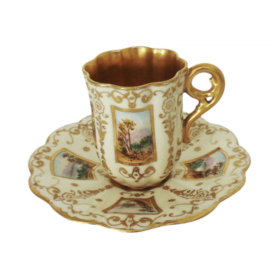 Coalport Demitasse with Landscape painting