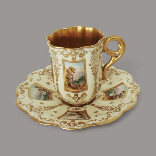 Coalport Demitasse with Landscape painting