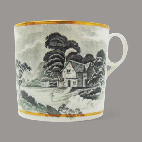 New Hall Porcelain Bat Printed Trio