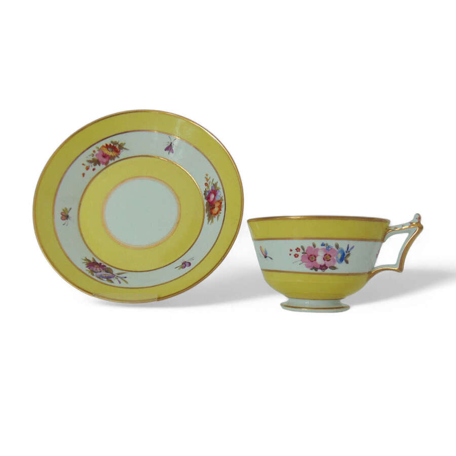 Flight Barr & Barr Yellow Ground Tea Cup & Saucer