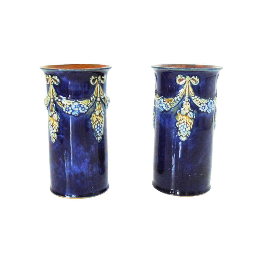 Pair of Doulton Lambeth Spill Vases signed by Maud Bowden