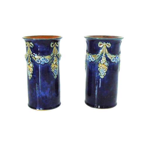 Pair of Doulton Lambeth Spill Vases signed by Maud Bowden