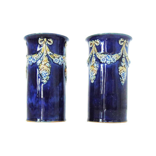 Pair of Doulton Lambeth Spill Vases signed by Maud Bowden