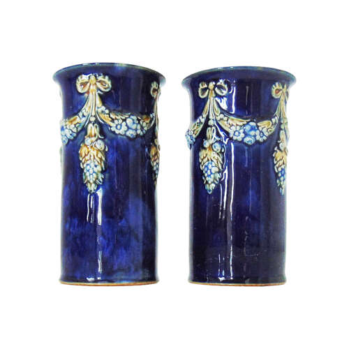 Pair of Doulton Lambeth Spill Vases signed by Maud Bowden