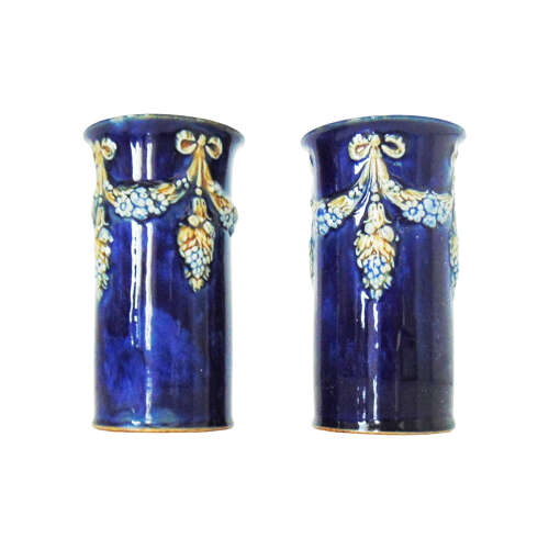 Pair of Doulton Lambeth Spill Vases signed by Maud Bowden