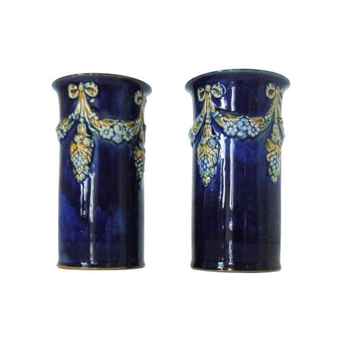 Pair of Doulton Lambeth Spill Vases signed by Maud Bowden