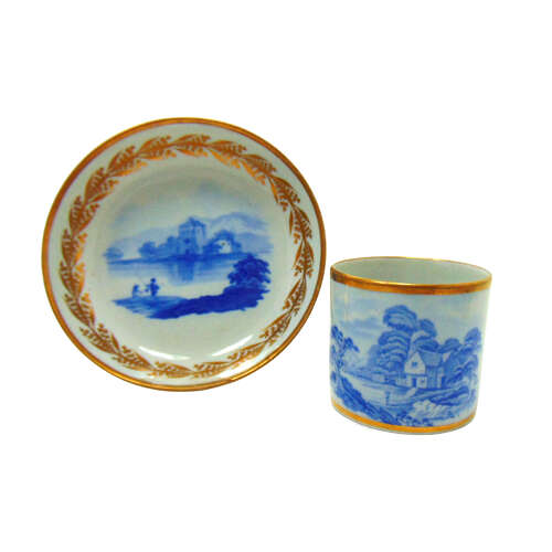 New Hall porcelain coffee can and saucer